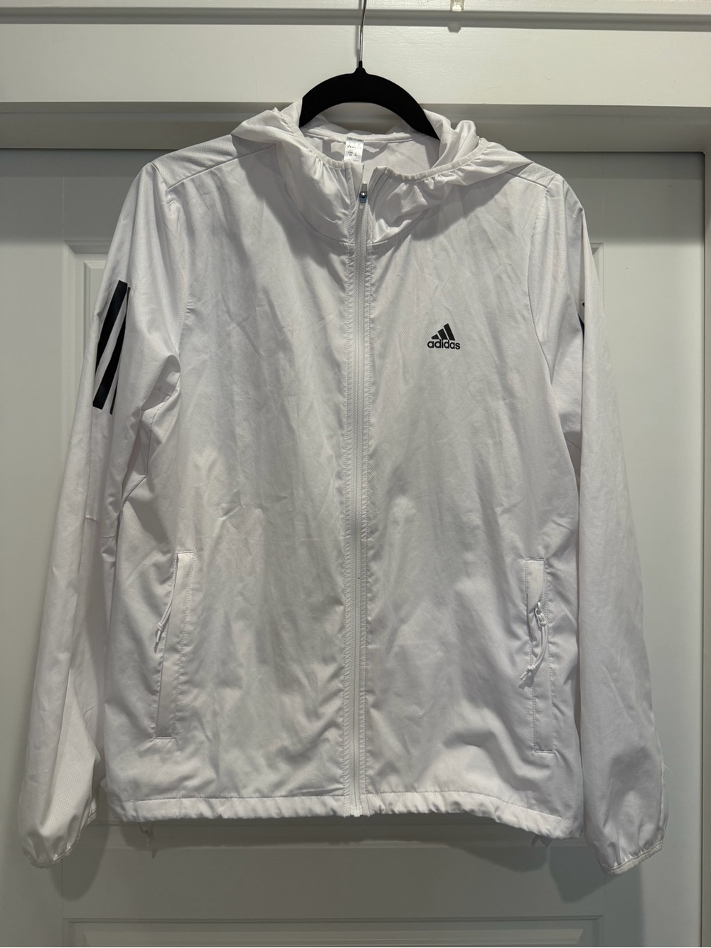 Kids Adidas White Lightweight Hooded Jacket size small (8-10)